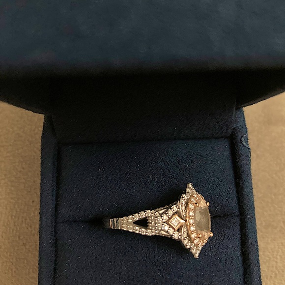 Enchanted Disney Fine Jewelry: Aurora Morganite Diamond Ring 14K 2-Tone Gold - Picture 3 of 4